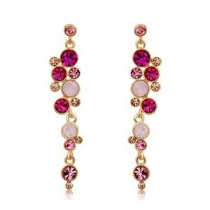 Neoglory Fashionable Pink Crystal Earrings