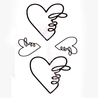 4Pcs Cute Heart Shaped Tattoo Stickers on Luulla