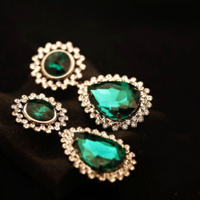 Vintage Faux Emerald Drop Earrings