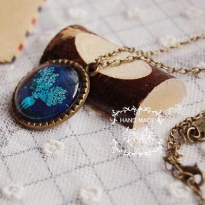 Blue Deer Forest Vintage Necklace