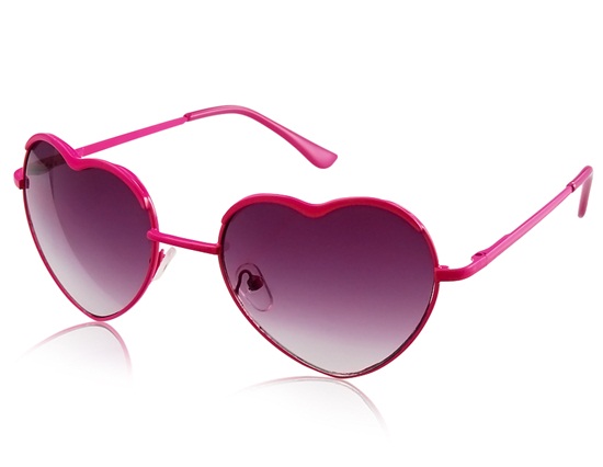 Kadishu 3031 Heart Shaped Fashionable Sunglasses With Plastic Frame & Lens (rose Red)