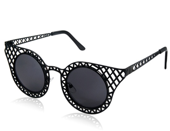 Kadishu 3035 Fashionable Unisex UV Protection Sunglasses with Cut-out Frame (Black)
